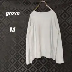 grove ライトブルー ニット M　ふんわり　モックネック　ゆったり