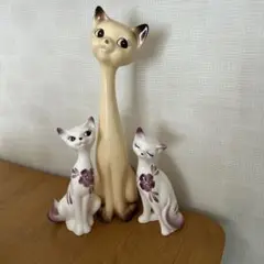 レトロ猫陶器　3体　中古品