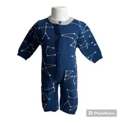 星座柄 ネイビー ニットロンパース