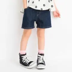 美品＊ブランシェス 女の子 バックリボン デニム ショートパンツ