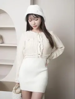 LIP SERVICE フリンジツイードアンサンブルニットワンピース