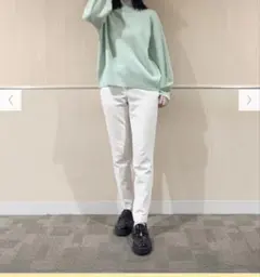 エクストラファインメリノウールミドルゲージタートルネックセーター　プラステ