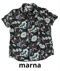 【marna/マーナ】花柄半袖シャツ ブラック レディース