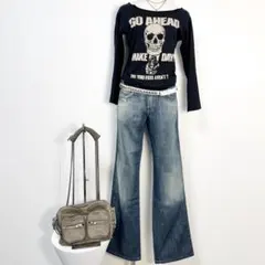 y2k❤️ DIESEL ウォッシュ加工 ローライズ セミフレア デニム