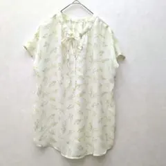 ロペピクニック　花柄　リボン付き　ノースリー　シャツ　シアー素材　サイズ38
