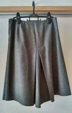 グレー ウール混合 ひざ丈フレアスカート