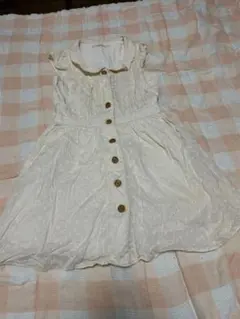 Dazzlin アイボリー ノースリーブミニワンピース レース　フリル　ポッケ付