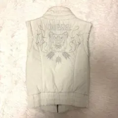 DIESEL ホワイト ダウンベスト XS 刺繍