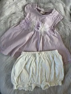 プティマインpetit mainお花モチーフつきチュニック×ブルマセットアップ