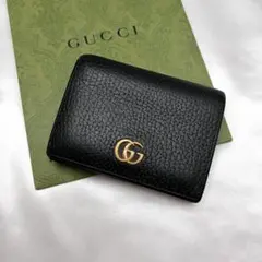 ◇美品◇グッチ　GGマーモント　456126　二つ折り財布　ブラック　レザーのサムネイル