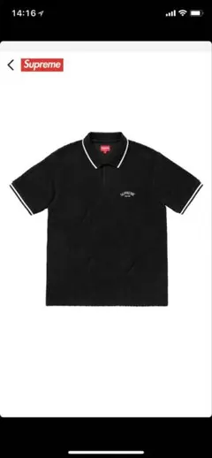 18ss supreme cable knit terry polo blackのサムネイル
