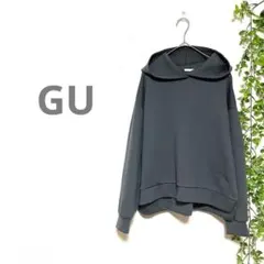 【GU ジーユー】ダブルフェイススリットパーカー　グレー　もっちり　柔らか　M
