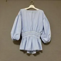 美品 chocol raffine robe ストライプ ブラウス ペプラム Fのサムネイル