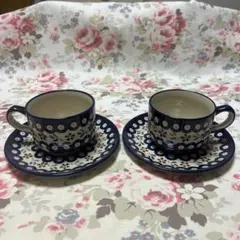 ポーランド製 花柄プレート バレリーナ ポーリッシュポタリー ペア