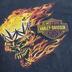 00s Harley-Davidson SMOKIN スカル フレイム Tシャツ