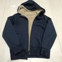 【UNIQLO】フリースパーカー ファー付きパーカー　ネイビー☆140