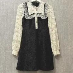 地雷系♡ レース ビジュー 付き ラメミニワンピース