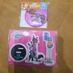ズートピア2 happyくじ　アクリルスタンドブロック 　缶ミラー 　ニック