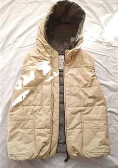 【美品】NATURAL LAUNDRY フード付きベージュダウンベスト
