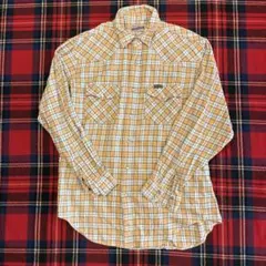 美品！ Wrangler イエロー チェック柄 長袖ウエスタンシャツ L