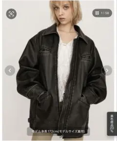 SLY ヴィンテージボクシー フェイクレザージャケット　ブラック