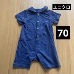 ユニクロ 70 襟つき ロンパース ショートオール ネイビー　UNIQLO