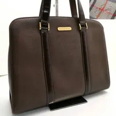 美品 バーバリー ノバチェック ホースロゴ レザー バッグ 茶 ゴールド金具