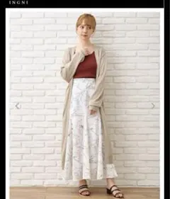 INGNI 手描き風花柄マーメイドスカート M