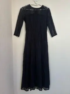 ワンピース　結婚式　パーティードレス　ネイビー