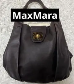 【極美品】Max Mara マックスマーラ レザー ハンドバッグ ブラウンのサムネイル