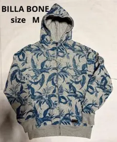 BILLABONG ボタニカル総柄 パーカー グレー/ブルー　M