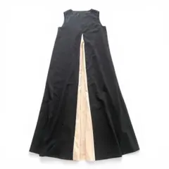 シーイン　ノースリーブロングワンピース ブラック×ベージュ L