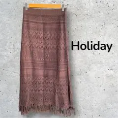 新品　Holiday 透かし編みフリンジニットスカートのサムネイル