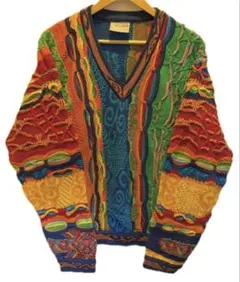 COOGI Vネック　3Dニット セーター オーストラリア製 マルチカラー　美品のサムネイル