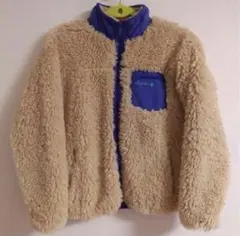 ベージュ/ブルー フリースジャケット