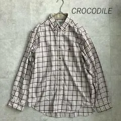 クロコダイル ボタンダウンシャツ 長袖 チェック柄 ワニ刺繍 L-W 大きめのサムネイル