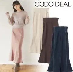 COCO DEAL ベージュ 配色ステッチハイウエストマーメイドスカート