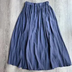 ギャザーロングスカート　ブルー