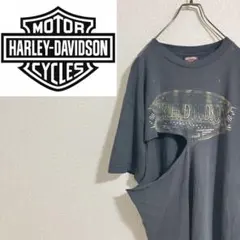 【ダメージ】90s ハーレーダビッドソン　Tシャツ　ダークグレー　L相当