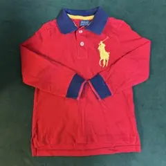 お値下げ　赤 長袖 ポロシャツ 馬の刺繍