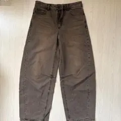 GU バレルレッグジーンズ ブラウン L