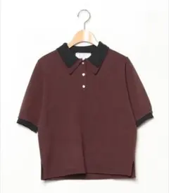 ①ROPÉ PICNIC 　レイヤード風ニットポロシャツ　サマーニット
