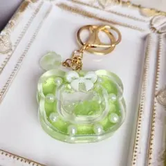 くまちゃんシェイカーキーホルダー　イエローグリーン