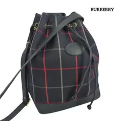 【美品】BURBERRY 巾着 バケツ ショルダーバッグ ノバチェック