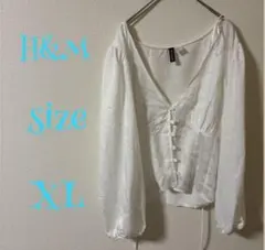 H&M ホワイト 長袖 シャツ XL