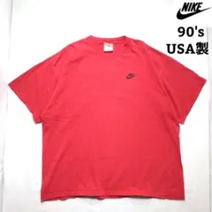 ナイキ 90's USA製 半袖Tシャツ スウッシュ 刺繍ロゴ オーバーサイズ赤
