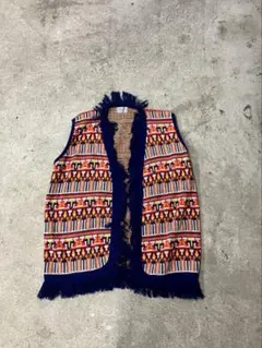 70s Vintage Groovy カラフルストライプ ベスト　　古着