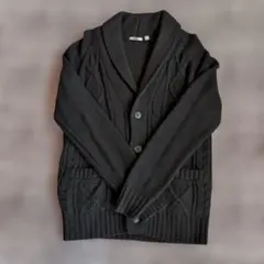 UNIQLO ブラック ケーブルニット カーディガン