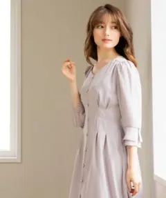 MISCHMASCH 袖プリーツ脇レースワンピース