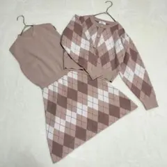 ダーリッチ アーガイル ニット ワンピ セットアップ